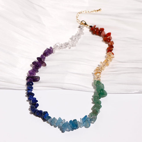 Jewever 7 Chakra Choker Necklace for Women Chip Real Reiki Stone Crystals and Healing Stones Good Luck Balance Meditation Yoga Spiritual Jewelry G...