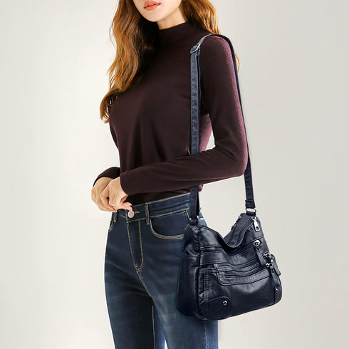 Women Crossbody Bag PU Leather Shoulder Purse Ladies Crossover Bags Lightweight Multi-Pocket Satchel Messenger Bag...