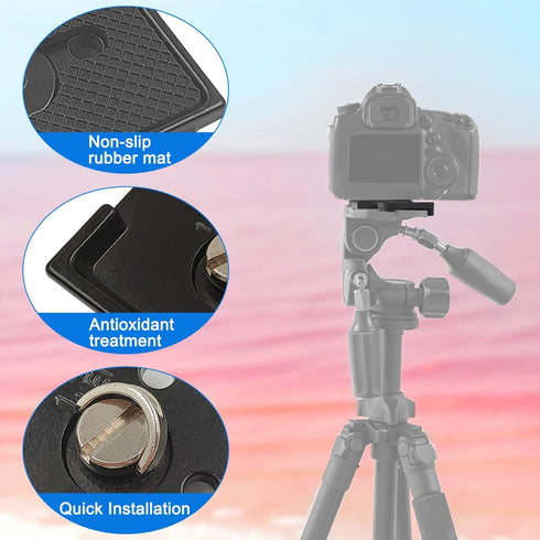 2 Pack Quick Release Plate, Tripod Quick Release Adapter Compatible for Manfrotto 200PL-14 QR Cameras Tripod, Camera Mounting Adapter with 1/4" an...