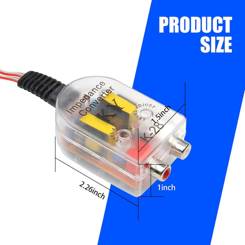 2 PCS Car High Frequency to Low Frequency Output Converter, Speaker Output to RCA Line Control Audio Signal Adapter, CD Player High and Low Modifi...