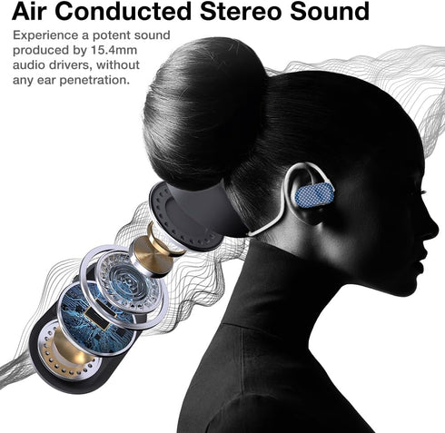 Purity Air Open Ear Headphones - True Air Conduction Wireless Bluetooth Open Ear Earbuds with Dual Mic for iPhone/Android - Secured Long Wearing C...