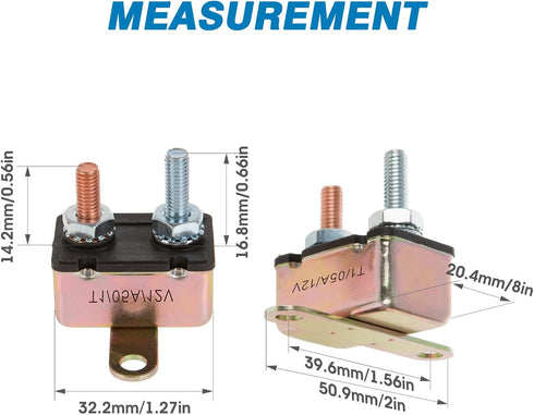 GLOSO Stud Type Circuit Breakers, Crosswise Bracket, Auto Reset (T1) - 5 Pack (30A) E512...