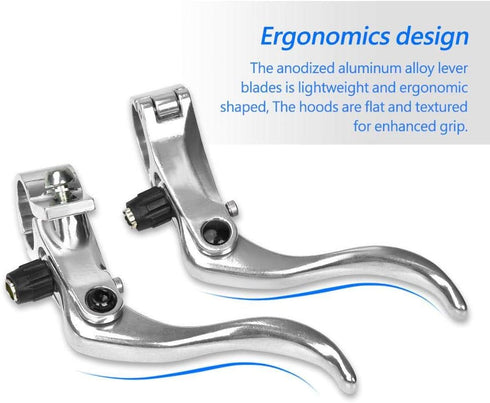 ZJchao Bike Brake Lever, 1Pair 24mm Aluminum Alloy Handlebars Bar Handle Mountain Cycling Accessory Great for Single Speeds Fixed Gear Use(#2)...