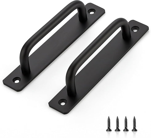 Ravinte Barn Door Handles 4 Pack Sliding Door Handle 5" Hole Center Barn Door Handles Black Cabinet Handles Door Pull Handle Zinc Alloy Door Pulls...