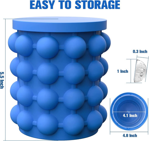 ALLADINBOX Ice Cube Mold Ice Trays, Large Silicone Ice Bucket, (2 in 1) Ice Cube Maker, Round,Portable (Dark blue)...