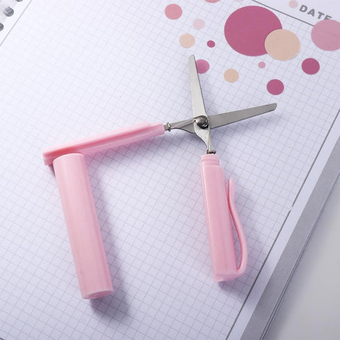 Pink Pen Shape Folding Scissor, Multifunctional Handwork Art Scissor Stationary DIY Safe Folding Scissor 2-in-1 Pen Style Scissor, Cutting Tools...