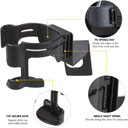 Savadicar JL & JT Multi-Function Drink Cup Phone Holder, 2 in 1 Bolt-on Stand Bracket Organizer, Cellphone Mount for 2018-2023 Jeep Wrangler JL JL...