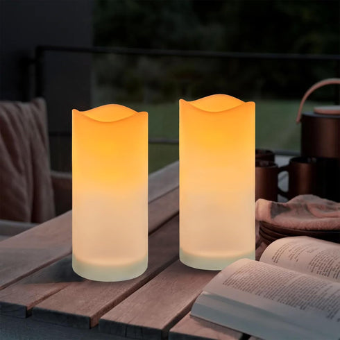 SUNNYPARK Solar Candles Outdoor Waterproof, Solar Powered Assorted Flameless Pillar Candles for Patio Lanterns 3’’x 6’’ Set of 2...