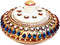 Kumkum Sindoor Dani Dabbi Holder in Marble Embellished with Rich Blue Kundans...