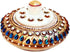 Kumkum Sindoor Dani Dabbi Holder in Marble Embellished with Rich Blue Kundans...