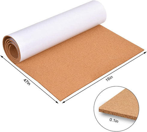 3mm Self-Adhesive Cork Board Roll, 1/8" Thick Cork Boards for Walls, 40 x 120cm/ 47"x16" Cork Board Roll for Office, Home, School(3mm, 40x120cm)...