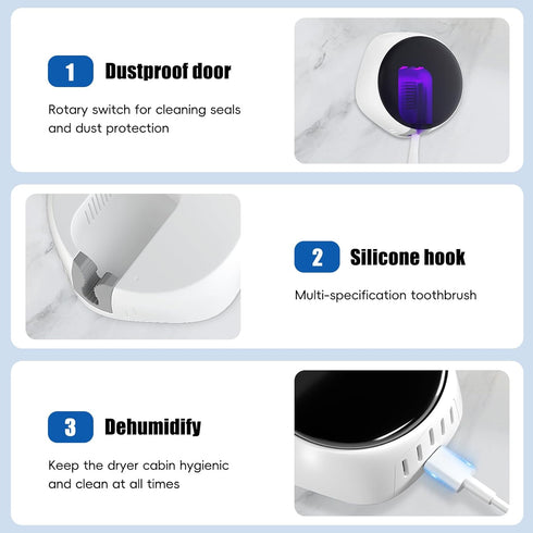 UV Toothbrush Case Sanitizer?Portable Sterilizer with Fan Drying Function,Fits All Toothbrushes for Electric and Manual,Safety Feature for Home an...