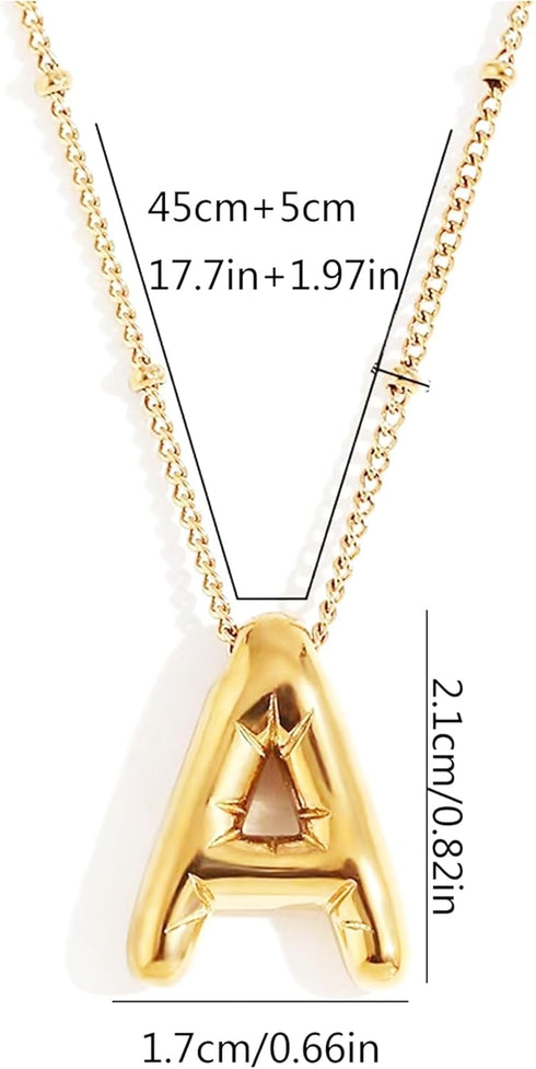 Bubble Letter Gold Necklace for Women, 18k Gold Plated Chain Pendant Charm Necklace Balloon Initial Name Choker Jewelry for Girls Men Gifts...
