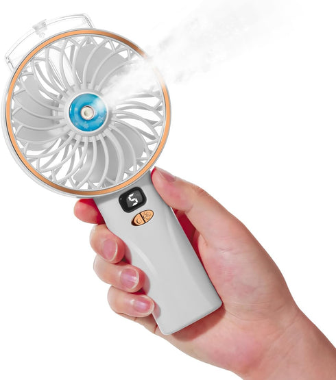 Portable Handheld Fan, Battery Powered Handheld Mini Misting Fan Desk Fan, 5 Speeds Digital Display, Personal Cooling Water Spray Small Fan Gift f...