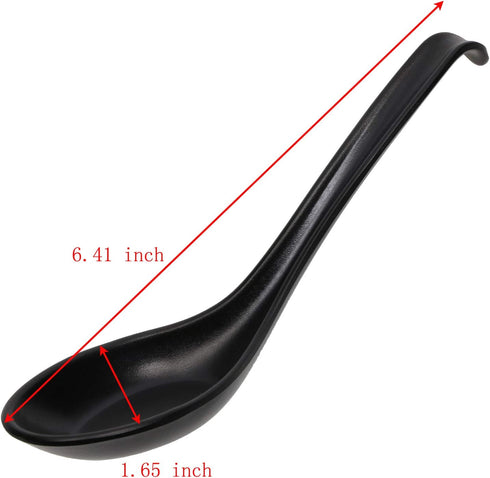 4 Pieces Black Soup Spoons, Japanese Spoons Soup, Plastic Soup Spoons, Rice Spoons, Chinese Wonton Soup Spoons...
