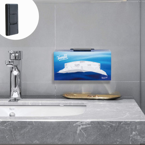 TFY Tissue Box Holder, Kitchen Wall Mount Compatible with Facial Tissues and Other Napkin Paper Boxes, Also Compatible with Other Devices-Black...