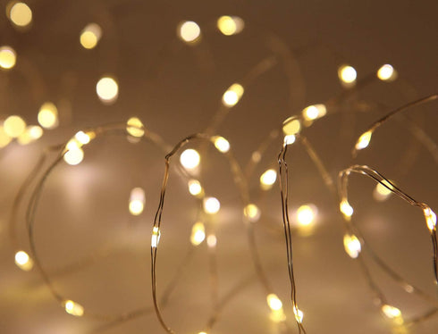 2 Pack 20 Feet 60 Warm White Led Battery Operated Fairy Lights with Remote Control Timer Waterproof Silver Copper Wire Twinkle String Lights for P...