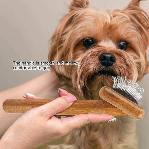 Oumefar Healthy Bamboo Dog Hair Comb Pet Wooden Brush Massage Grooming Slicker Brush with Rounded Bristles(Charged)...