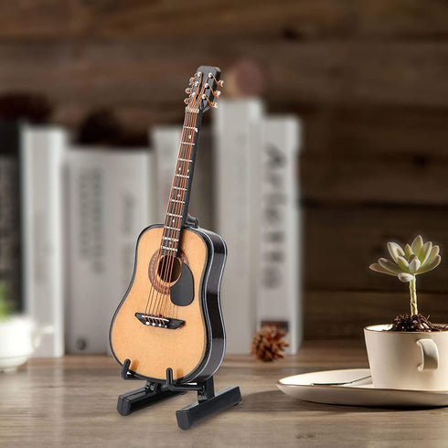 Miniature Guitar Model, Wooden Mini Guitar with Stand and Case, Dollhouse Guitar, Musical Instrument Model Home Decor(10CM)...