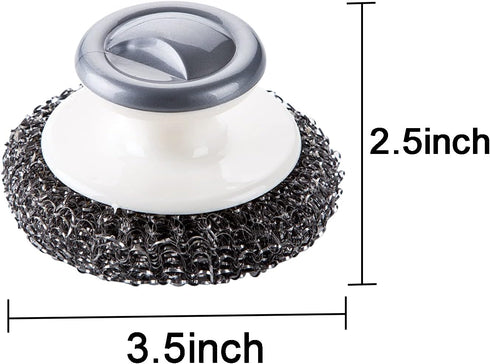 Stainless Steel Wool Scrubber with Handle,Heavy Duty Dish Scrubber Cleaning Cleaning Brush for Pots, Pans, Grills, Sink(2P)...