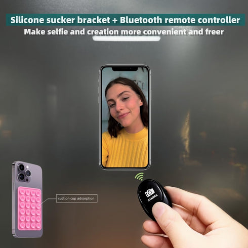 Suction Cup Phone Mount with Camera Shutter Remote Control with Bluetooth Wireless Technology- Create Amazing Photos and Videos Hands-Free - Works...