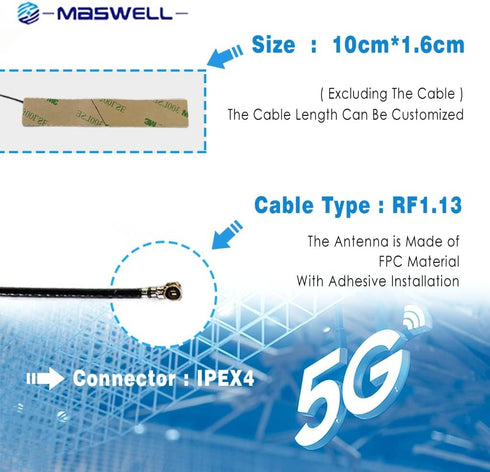 Cellular 5G Internal Antenna Helium Antenna ipex Lora 700MHz ~6000MHz Mini-Profile Wideband All 5G 4G 3G WiFi Bands and Bluetooth wimax zigbee Com...