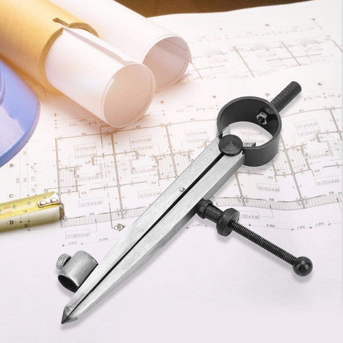 Wing Divider, Adjustable&Lockable Precision Spring Divider Caliper Compass with Pen Holder Craft Rotating Tool for Metal Workpiece Processing, Mec...