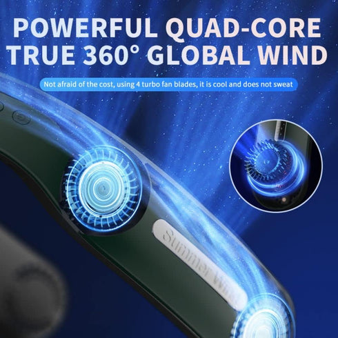 Portable Neck Fan Upgraded Bladeless 4 Turbo Fan The back of the neck is cool and does not sweat 4000mAh USB lazy fan no hair clip neck fan rechar...