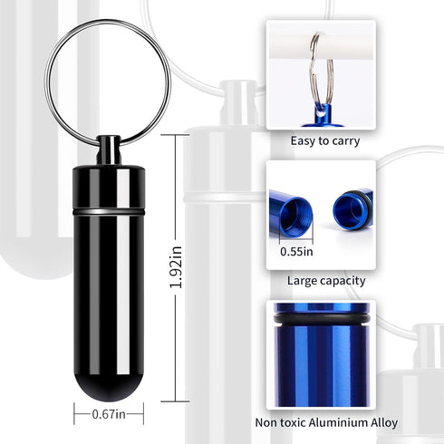 Small Travel Pill Container Holder Keychain - 7 Pack Portable Mini Pocket Pill Case Box Waterproof Metal Small Keychain Pill Holder Container for ...