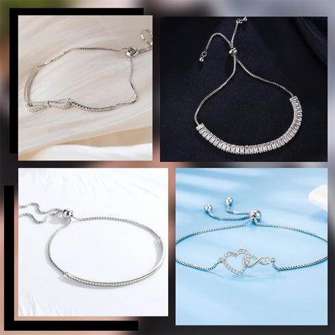 Beebeecraft 1 Box 2Pcs Adjustable Slider Bracelet Chain Sterling Silver Italian Ball Bead Chain Link Necklace Making for DIY Craft Jewelry 4.72 In...