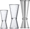 Double Clear Plastic and Stainless Steel Japanese Style Jigger, Set of 3, Cocktail Measuring Shot Glasses Drink Spirit Measure Cup for Bar Party K...