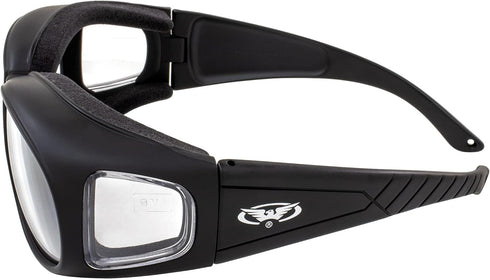 Global Vision Motorcycle Safety Sunglasses Fits Over Glasses Clear Lenses Meets ANSI Z87.1 Standards For Safety Eyewear Has Soft Airy Foam Padding...