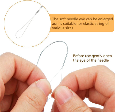 Big Eye Curved Beading Needles, BENBO 8PCS Stainless Curved Beading Needles with Handle Loader String Bead Needles Large Eye Curved Bead Spinner N...