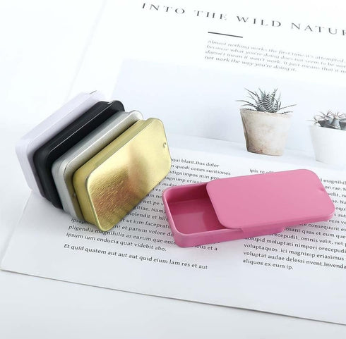 Black Metal Rectangular Empty Mini Tin Box,Mini Iron Box Tinplate Push Candy Pill Cases Bins Jar Food Containers for Home Organizer(60x34x11mm)...