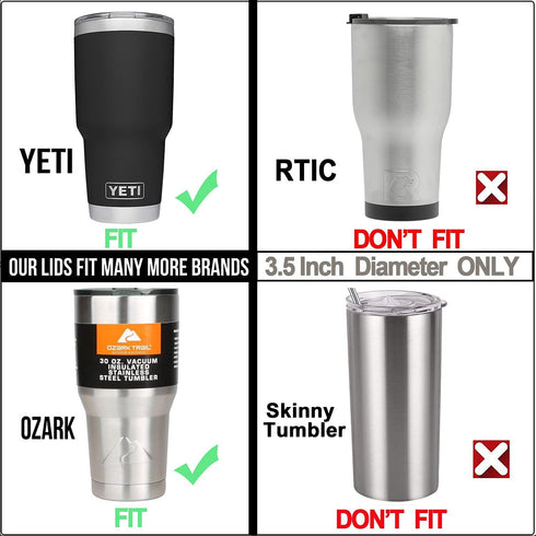 Tumbler Lid for 30 Oz Yeti Rambler, Old Style RTIC, Ozark Trails and more Cooler Cup, Sliding Splash Proof and Straw Friendly...