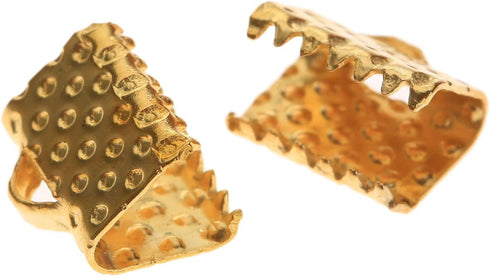 dophee 100Pcs Ribbon Clamps Crimp Ends with Loop, Beads Clasps Hook Tips Clips Connectors Cord Ends DIY Craft Kit for Jewelry Making Bracelet Clos...