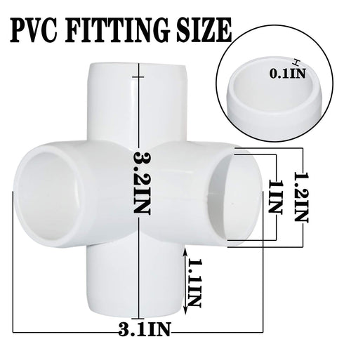 15Pack 3/4Inch 4 Way PVC Fittings, Heavy Duty PVC Elbow Side Outlet Tees, Furniture PVC Tee Corner Fittings for Building PVC Furniture Greenhouse ...