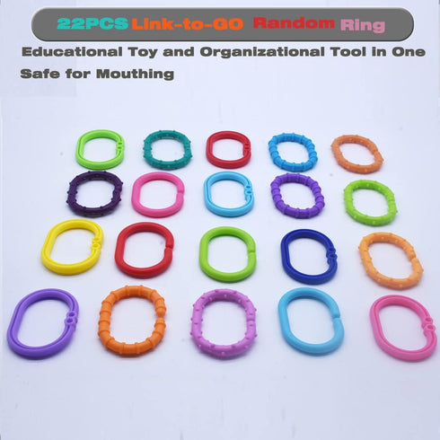 Baby Toys Links-to-Go Car Seat and Hanging Stroller Ring Toy, Larger Connecting Ring Travel Accessory Set...