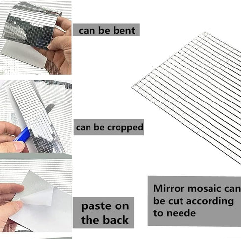 Real Glass Silver Mirrors Mosaic Tiles Sticker for Craft Square Glass Tiles Self Adhesive,3600pcs 5mm by 5mm...