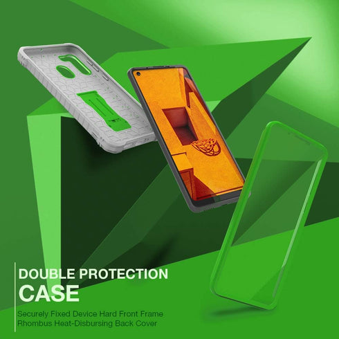 FITO Samsung Galaxy A21 Case, Dual Layer Shockproof Heavy Duty Case with Screen Protector for Samsung A21 Phone, Built-in Kickstand (Green)...
