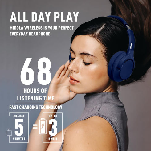 Bluetooth Headphones Over Ear 68H Playtime 6 EQ Wireless Headset with Microphone HiFi Stereo Foldable Lightweight Deep Bass for Travel Home Office...