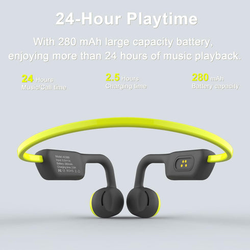 Open Ear Headphones, Bluetooth 5.2 Air Conduction Headphones with Microphone, 24 Hours Playtime, Sweat Resistant Wireless Sport Earphones for Runn...
