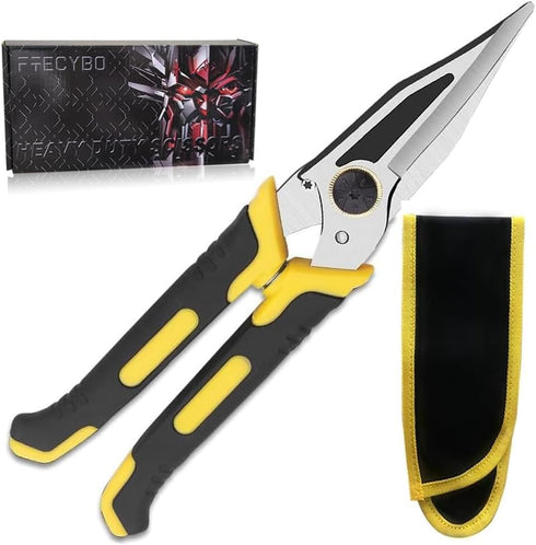 9-Inch Heavy Duty Scissors, Multifunction Shears for Cutting Cable Wires, Cardboard, Vinyl Siding, Straight Snips (Reinforce)...