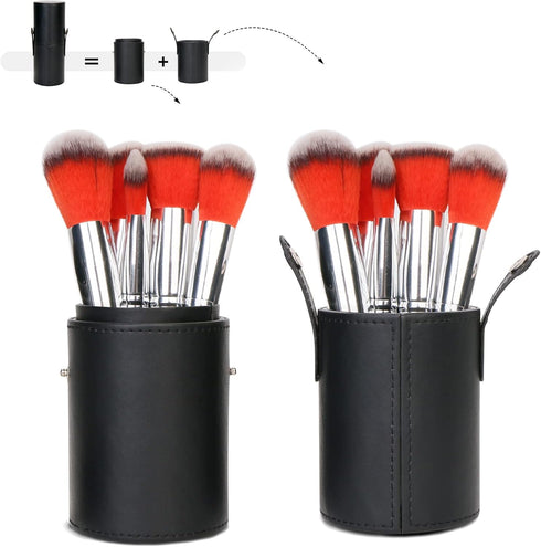 Yoseng Makeup Brush Holder with Lid,6.9" x 2.6" Organizer Travel Brushes Case Bag Cup Storage Display (Black)...