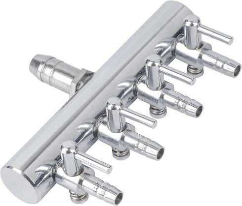 Pawfly Aquarium Air Flow Control Lever Valve 4-Way Fish Tank Air Valve for Air Pump Chromium Copper Manifold Multi-port Air Flow Splitter for 3/16...