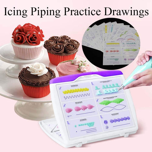 Icing Piping Nozzles Practice Drawings, Cake Pastry Beginner Practice Paper Fondant Decorating Including 23 Popular Patterns Gifts for Women...