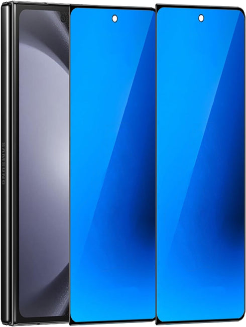 2 Pack Outer Anti-Blue Privacy Tempered Glass For Samsung Galaxy Z Fold 5 / Z Fold 4 Front Mirror Anti-Spy Screen Protector Anti-Peeping Full Cove...