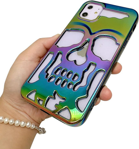 2023 Luxury Plating Skull Phone Case - for iPhone 13 Pro Metal Hollow Soft Cases Cover, Personality Carving Phone Cover......