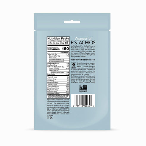 Wonderful Pistachios No Shells, Lightly Salted Nuts, 6 Ounce Resealable Bag, Protein Snacks, Gluten Free, Healthy Snack (Packaging May Vary)...