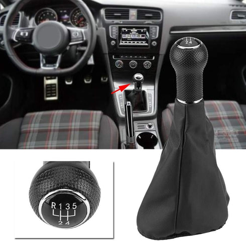 Acouto Car Gear Shift Knob Manual Shifter Knob with Gaiter Boot Cover for Golf 3 for Jetta MK3 1991-1998(5 Speed)...